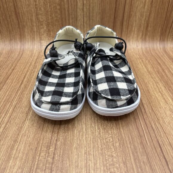 Corkys Kayak Canvas Slip On Padded Insole Buffalo Check Plaid Black Size 7 Shoes - Picture 5 of 8